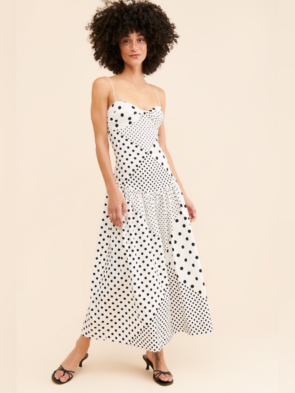 S/W/F Drop Waist Polka Dot Maxi Dress